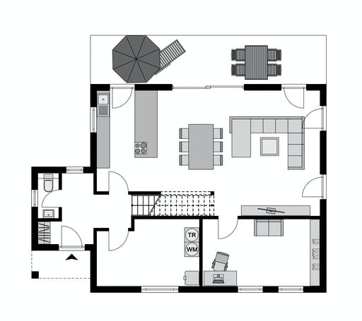 Fertighaus Family Klassiker GQ Gestaltungsidee 01 von STREIF Haus, Satteldach-Klassiker Grundriss 1