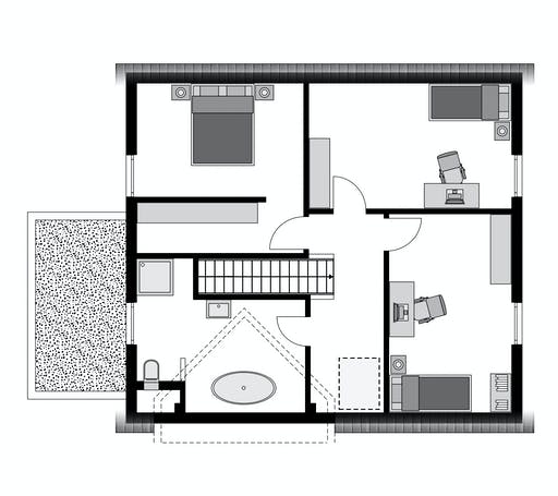 Fertighaus Family Klassiker GQ Gestaltungsidee 01 von STREIF Haus, Satteldach-Klassiker Grundriss 2