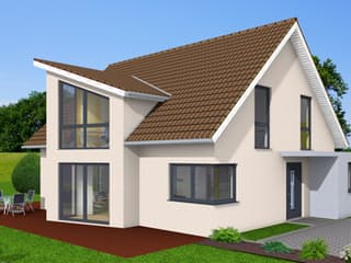 Fertighaus Family 157 von Zimmermann Haus Schlüsselfertig ab 286170€, Satteldach-Klassiker Außenansicht 2