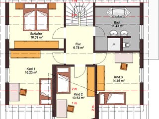 Fertighaus Family 157 von Zimmermann Haus Schlüsselfertig ab 286170€, Satteldach-Klassiker Grundriss 2