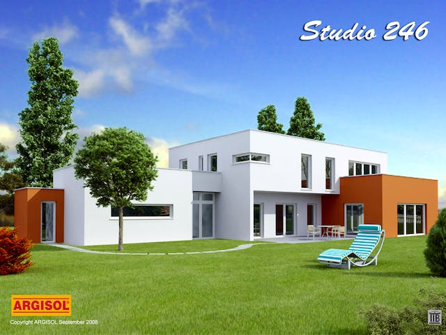 Massivhaus Studio 246 von ARGISOL-Bausysteme Bausatzhaus ab 75700€, Cubushaus Außenansicht 1