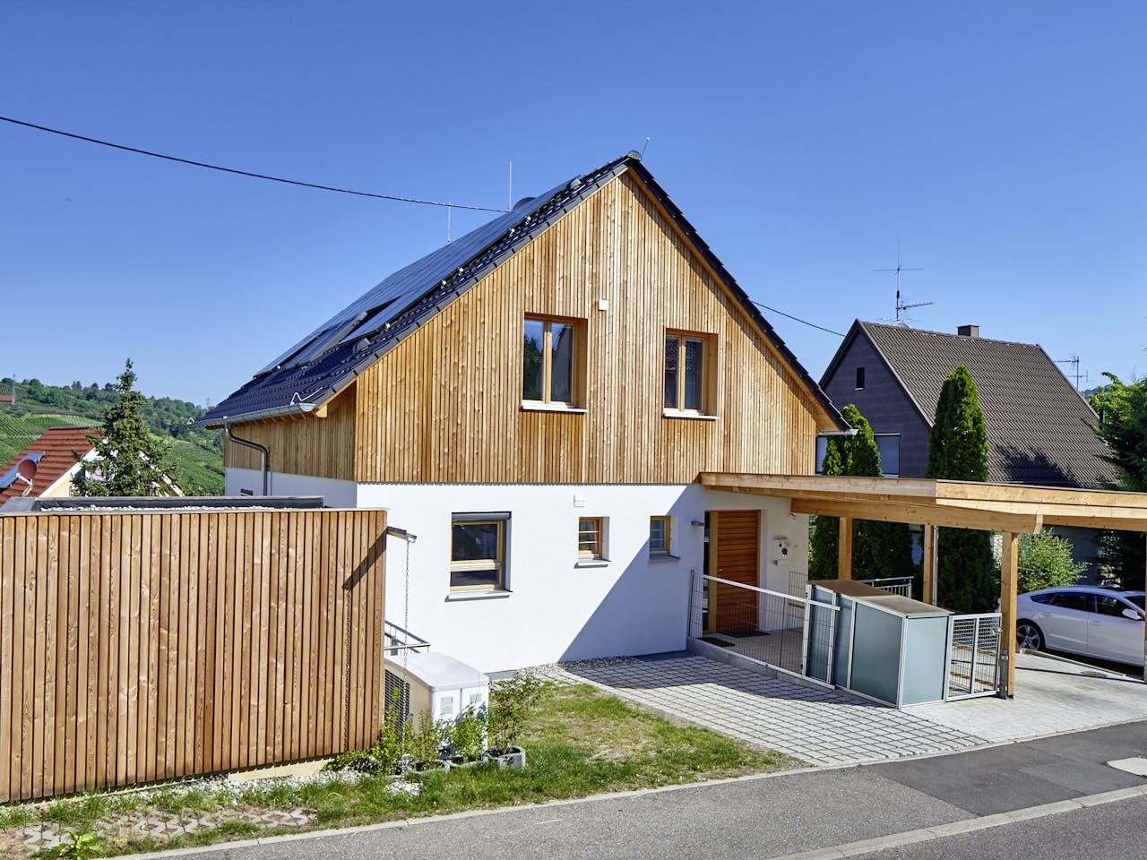 Blockhaus Stuttgart von Rems-Murr-Holzhaus Ausbauhaus ab 268453€, Satteldach-Klassiker Außenansicht 1