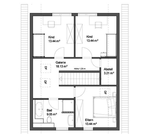 Blockhaus Stuttgart von Rems-Murr-Holzhaus Schlüsselfertig ab 368000€, Satteldach-Klassiker Grundriss 2