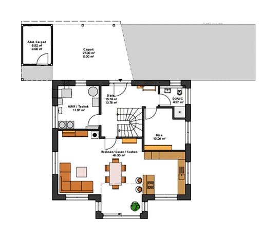 Fertighaus Musterhaus Bad Vilbel von Suckfüll Energiesparhaus, Stadtvilla Grundriss 1