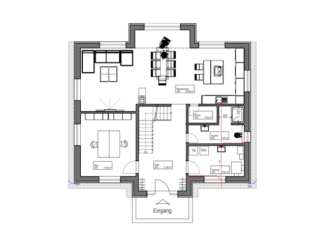 Fertighaus Musterhaus „Smarthome Paderborn“ von Suckfüll Energiesparhaus, Satteldach-Klassiker Grundriss 1