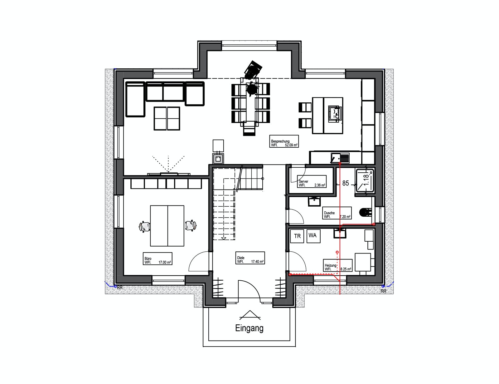 Fertighaus Musterhaus „Smarthome Paderborn“ von Suckfüll Energiesparhaus, Satteldach-Klassiker Grundriss 1