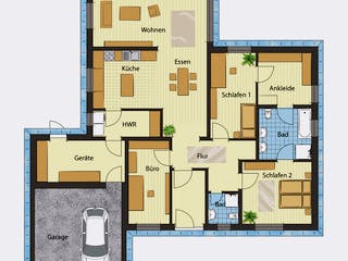 Fertighaus Suite 132 von öko-domo, Bungalow Grundriss 1