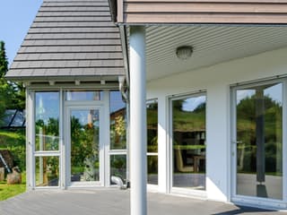 Fertighaus Sunrise von Albert Haus Schlüsselfertig ab 329500€, Pultdachhaus Außenansicht 3