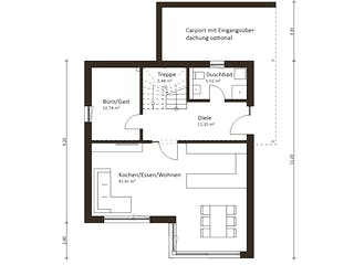 Fertighaus Sunset 168 von Die HausManufaktur Schlüsselfertig ab 273300€, Stadtvilla Grundriss 1