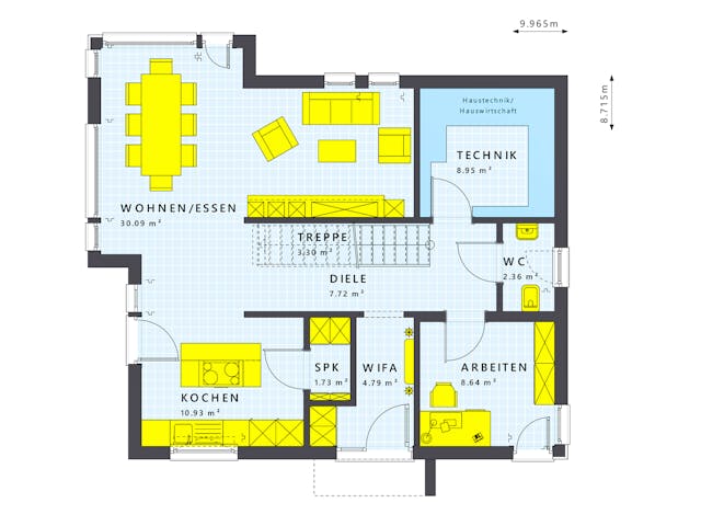 Fertighaus SUNSHINE 144 V4 von Living Fertighaus Schlüsselfertig ab 333724€, Satteldach-Klassiker Grundriss 1