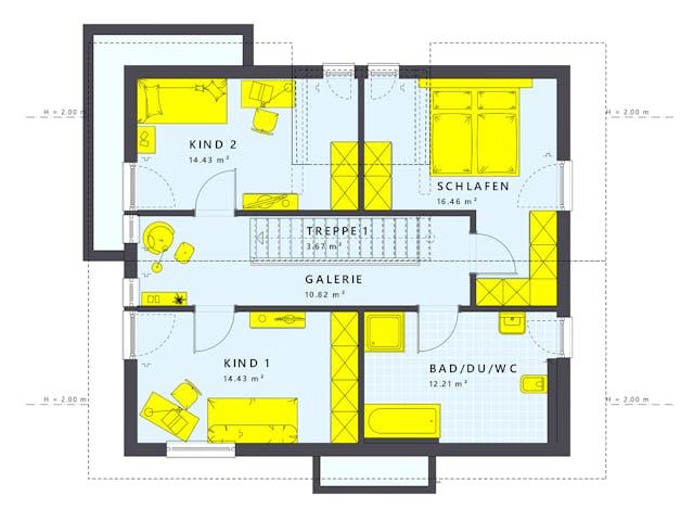 Fertighaus SUNSHINE 144 V4 von Living Fertighaus Schlüsselfertig ab 333724€, Satteldach-Klassiker Grundriss 2