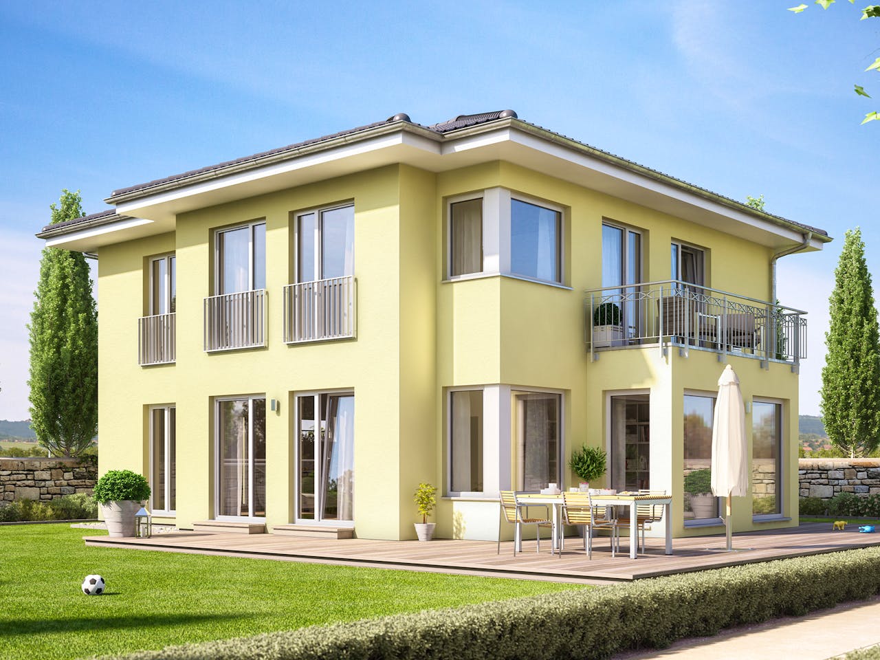 Fertighaus SUNSHINE 165 V6 von Living Fertighaus Schlüsselfertig ab 387558€, Stadtvilla Außenansicht 1