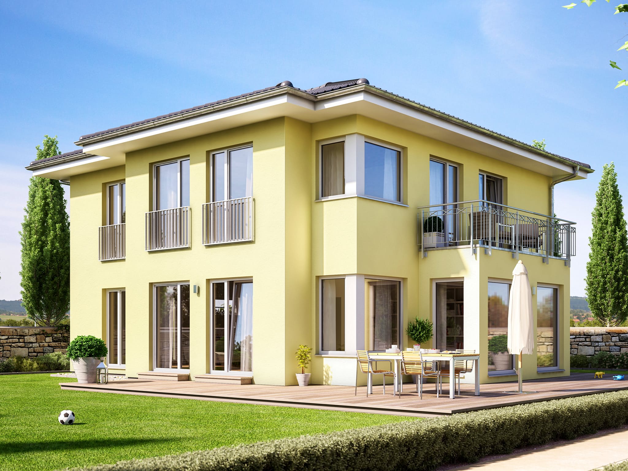 Fertighaus SUNSHINE 165 V6 (out) von Living Fertighaus AT Ausbauhaus ab 137869€, Stadtvilla Außenansicht 1
