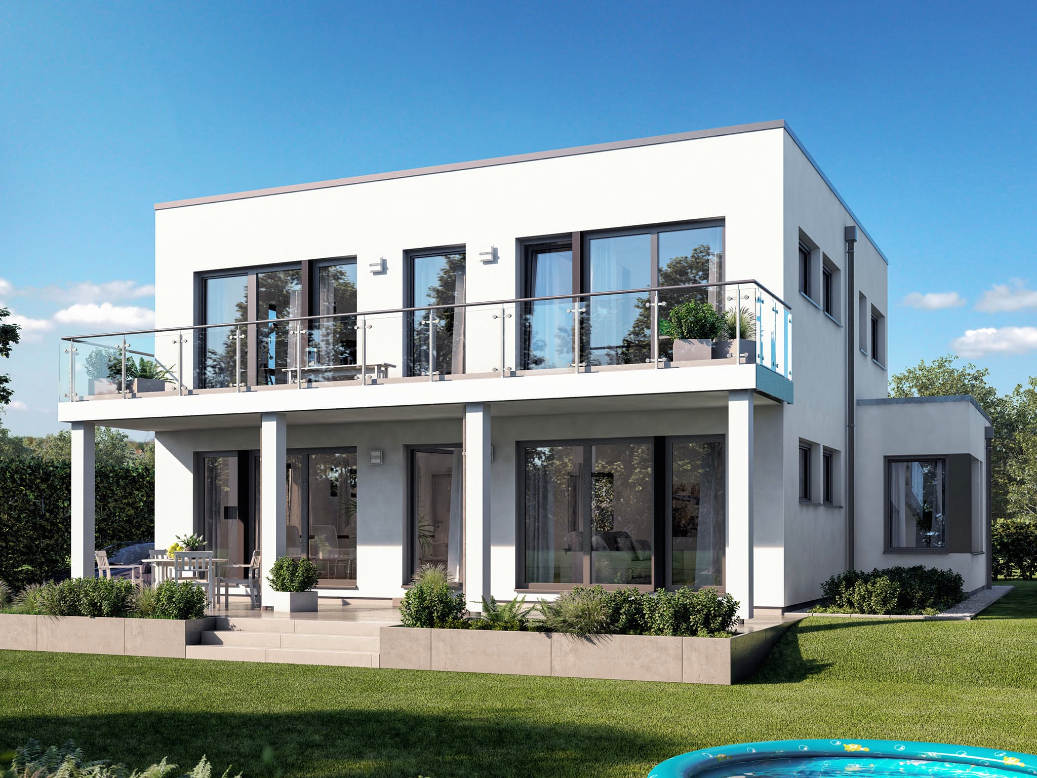 Fertighaus SUNSHINE 165 V7 von Living Fertighaus Ausbauhaus ab 375327€, Cubushaus Außenansicht 1