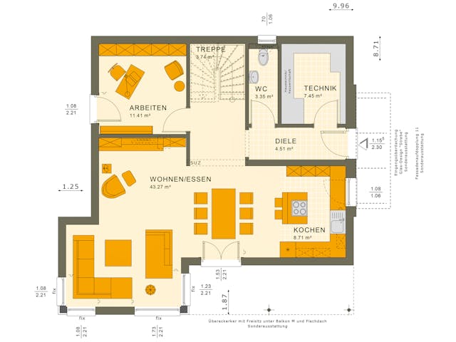 Grundriss Stadtvilla mit Balkon & Erker