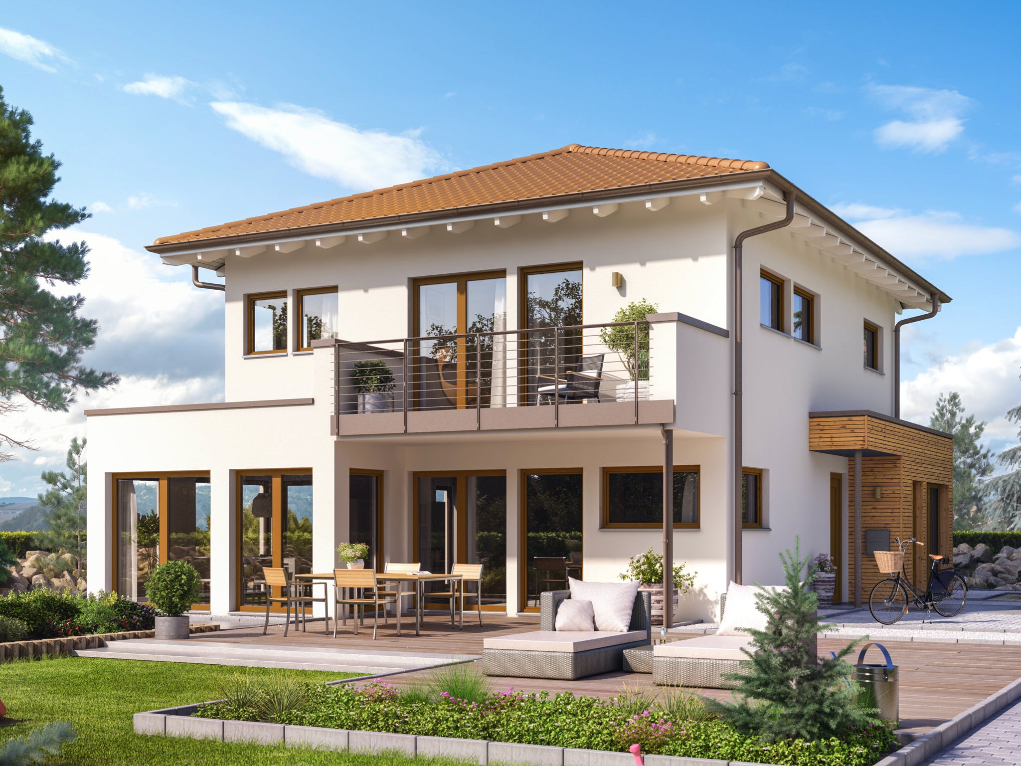 Fertighaus SUNSHINE 144 V6 von Living Fertighaus Ausbauhaus ab 342631€, Stadtvilla Außenansicht 1