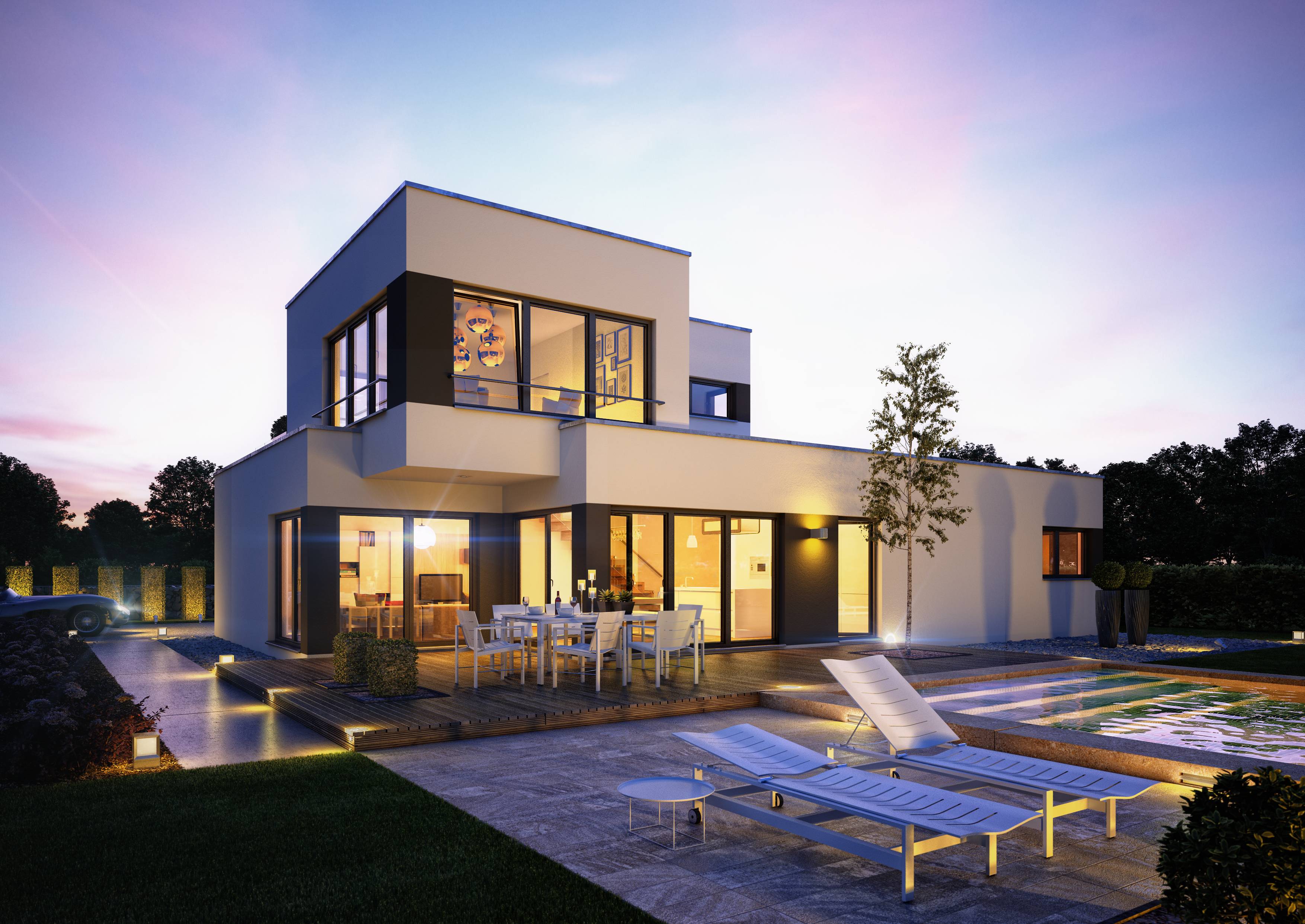 Fertighaus Superio von Büdenbender Hausbau Schlüsselfertig ab 521695€, Cubushaus Außenansicht 2