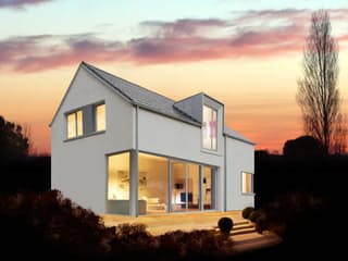 Fertighaus Sweethome 158 von Die HausManufaktur Schlüsselfertig ab 233900€, Satteldach-Klassiker Außenansicht 1