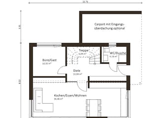 Fertighaus Sweethome 158 von Die HausManufaktur Schlüsselfertig ab 233900€, Satteldach-Klassiker Grundriss 1