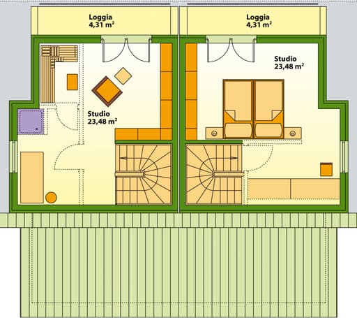 Fertighaus Swing 51 - Doppelhaus (out) von Schwabenhaus, Stadtvilla Grundriss 3