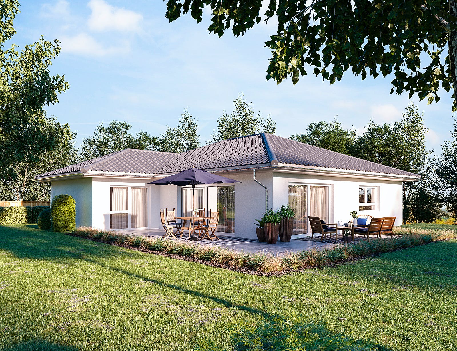 Fertighaus b.128 von TALBAU-Haus, Bungalow Außenansicht 1