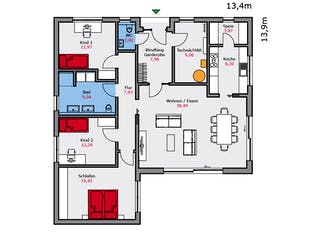 Fertighaus b.128 von TALBAU-Haus, Bungalow Grundriss 1