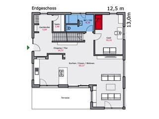 Fertighaus e.126 von TALBAU-Haus, Satteldach-Klassiker Grundriss 1
