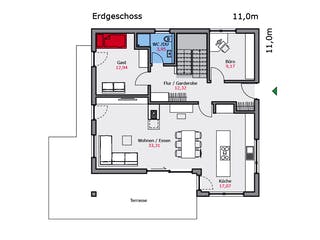 Fertighaus e.132 von TALBAU-Haus, Cubushaus Grundriss 1