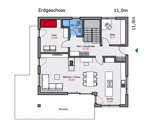 Fertighaus e.132 von TALBAU-Haus, Cubushaus Grundriss 1