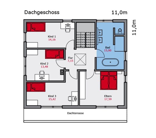 Fertighaus e.132 von TALBAU-Haus, Cubushaus Grundriss 2