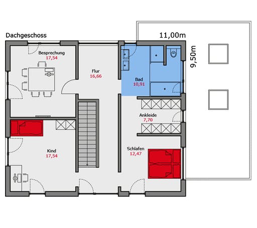 Fertighaus Musterhaus Fellbach von TALBAU-Haus Schlüsselfertig ab 522000€, Satteldach-Klassiker Grundriss 2