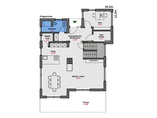 Fertighaus Musterhaus Günzburg von TALBAU-Haus Schlüsselfertig ab 520000€, Pultdachhaus Grundriss 1