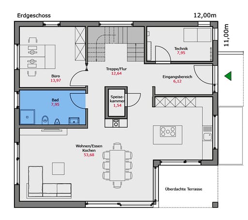Fertighaus Musterhaus Mannheim von TALBAU-Haus Schlüsselfertig ab 533500€, Stadtvilla Grundriss 1