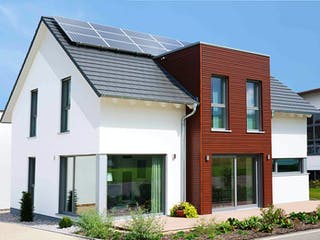 Fertighaus Musterhaus Weissach von TALBAU-Haus Schlüsselfertig ab 446000€, Satteldach-Klassiker Außenansicht 1