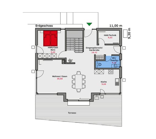 Fertighaus Musterhaus Weissach von TALBAU-Haus Schlüsselfertig ab 429000€, Satteldach-Klassiker Grundriss 1