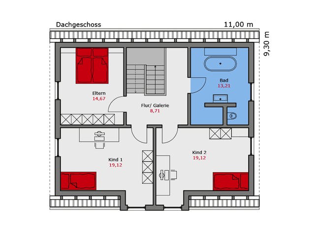 Fertighaus Musterhaus Weissach von TALBAU-Haus Schlüsselfertig ab 446000€, Satteldach-Klassiker Grundriss 2