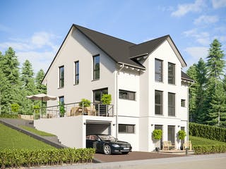 Fertighaus z.129 von TALBAU-Haus, Satteldach-Klassiker Außenansicht 1 Fertighaus z.129 von TALBAU-Haus, Satteldach-Klassiker Außenansicht 1