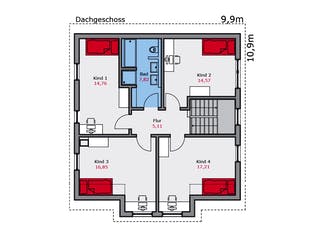 Fertighaus z.129 von TALBAU-Haus, Satteldach-Klassiker Grundriss 2