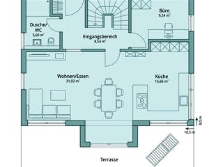 Fertighaus Haus 111 von TALBAU-Haus Schlüsselfertig ab 252483€, Satteldach-Klassiker Grundriss 1