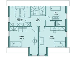 Fertighaus Haus 111 von TALBAU-Haus Schlüsselfertig ab 252483€, Satteldach-Klassiker Grundriss 2