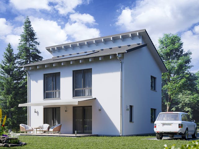 Fertighaus Haus 106 von TALBAU-Haus Schlüsselfertig ab 232031€, Pultdachhaus Außenansicht 1