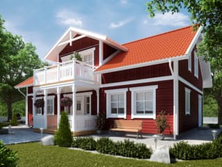 Fertighaus Tallbacken von Eksjöhus AB Bausatzhaus ab 167075€, Satteldach-Klassiker Außenansicht 1