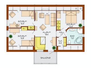 Fertighaus Tallbacken von Eksjöhus AB Bausatzhaus ab 167075€, Satteldach-Klassiker Grundriss 1