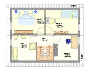 Fertighaus Tane von Hagemann Haus Schlüsselfertig ab 139900€, Satteldach-Klassiker Grundriss 2