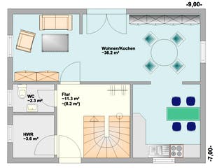 Fertighaus Tane von Hagemann Haus Schlüsselfertig ab 139900€, Satteldach-Klassiker Grundriss 1