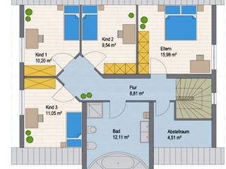 Massivhaus Tannenallee 147 von ARGISOL-Bausysteme Bausatzhaus ab 45400€, Satteldach-Klassiker Grundriss 1