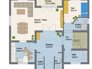 Massivhaus Tannenallee 147 von ARGISOL-Bausysteme Bausatzhaus ab 45400€, Satteldach-Klassiker Grundriss 2