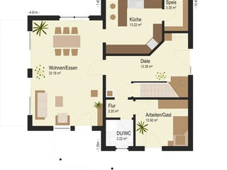 Fertighaus Taunusstein von Keitel-Haus, Pultdachhaus Grundriss 1