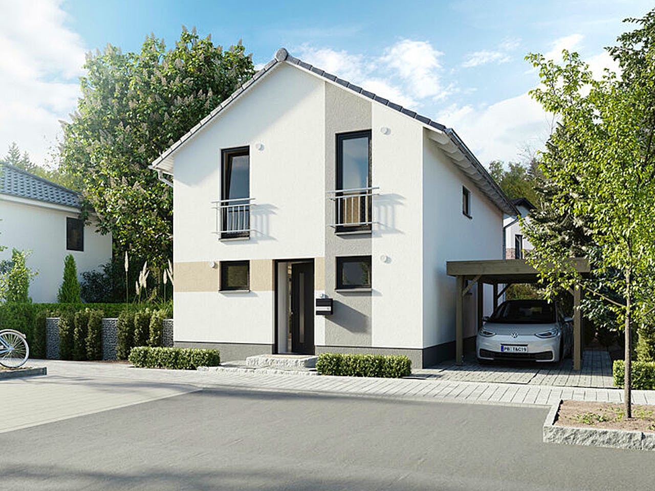 Massivhaus Aura 125 von Town & Country Haus Deutschland Schlüsselfertig ab 232050€, Satteldach-Klassiker Außenansicht 1