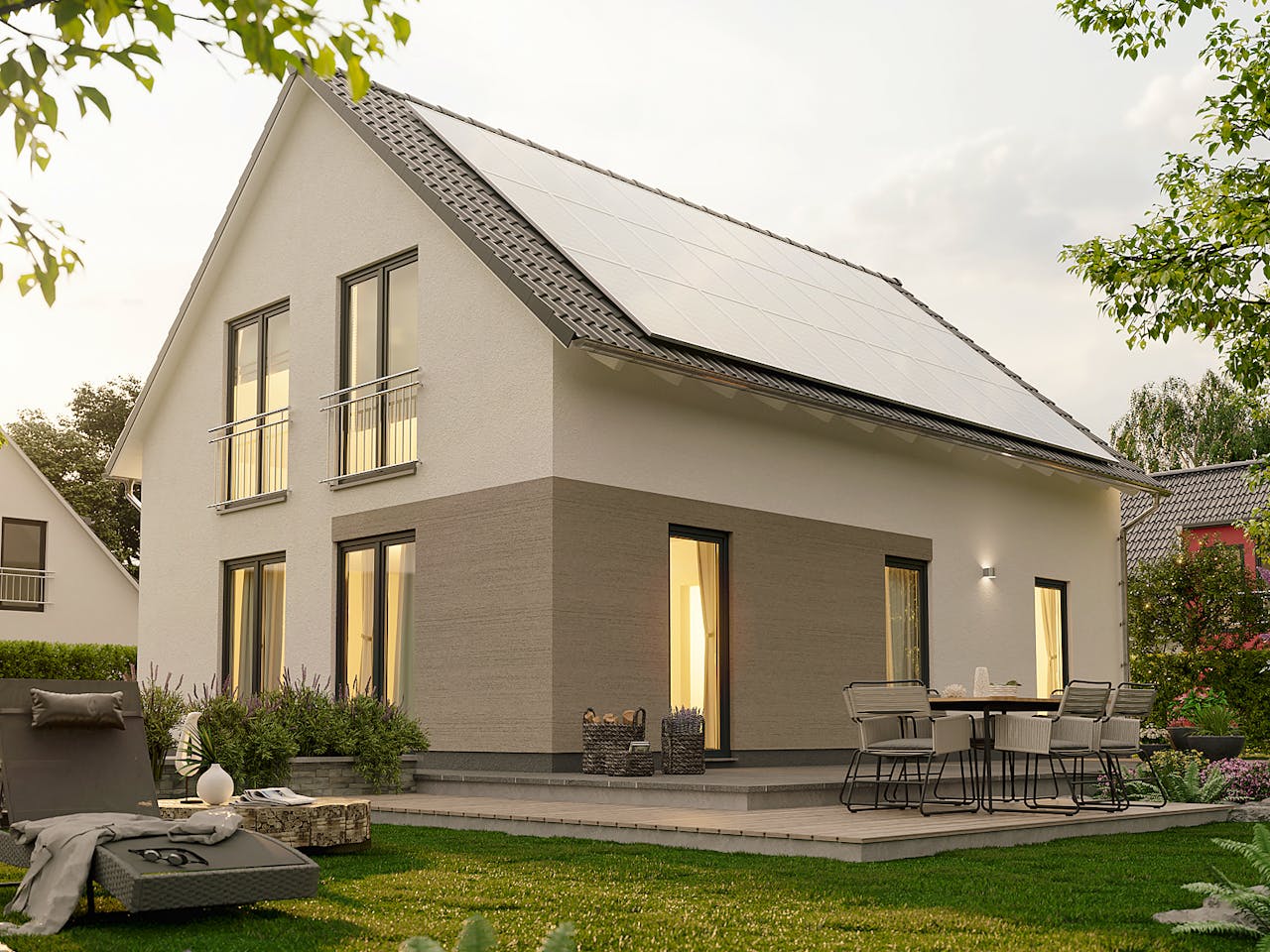 Massivhaus Bodensee 129 von Town & Country Haus Deutschland Schlüsselfertig ab 240750€, Satteldach-Klassiker Außenansicht 1